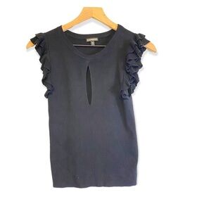 Express front chest cutout ruffle sleeve black size medium